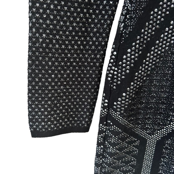 Black And White Jacquard Women's Body Con Dex Long Sleeve Dress Size Small - Picture 8 of 14